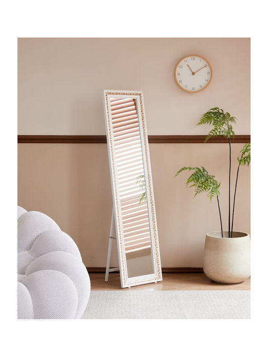 Polihome Daniel Oglindă De Podea Cu Cadru Din Lemn Bej 148x39cm