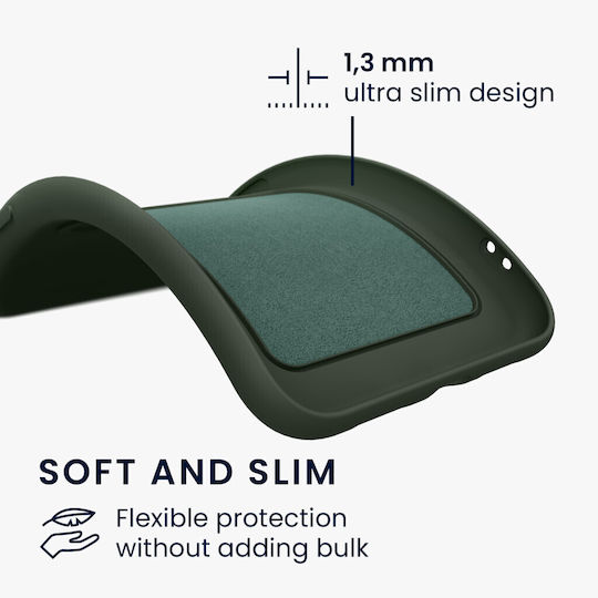 KWmobile Dark Back Cover Silicone with Card Slot Green (iPhone 16)