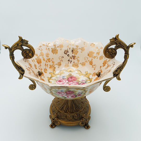 Estheti Home Borcan Decorativ Porțelan Bej Auriu 42.5x27.5x24cm 819-00091 Estheti Home Borcan Decorativ Porțelan Bej Auriu 42.5x27.5x24cm 819-00091