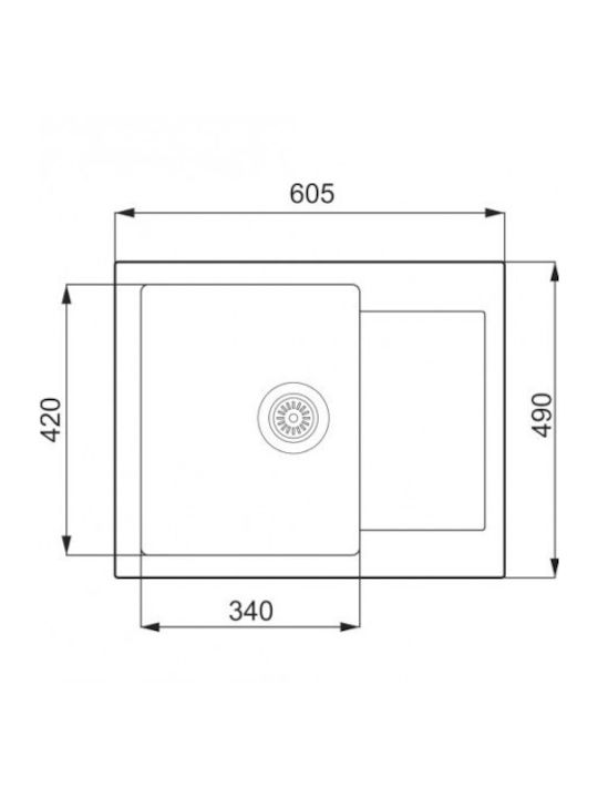 Unixton Drop-In Küchenspüle aus Flüssiger Granit M61xB50cm Anthrazit