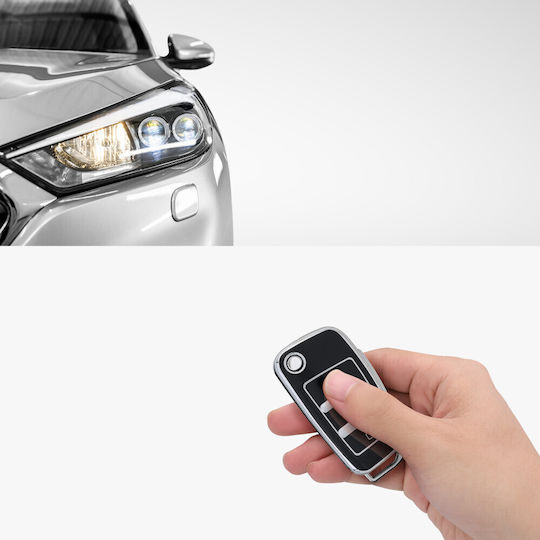 Car Key Case Audi 3 Buttons Kwmobile Black Silver Silicone 57050.04