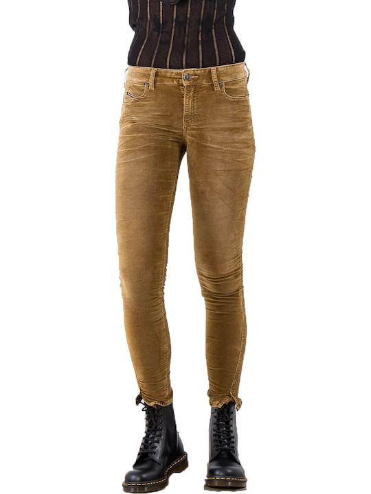 Jevel Women's Fabric Trousers in Slim Fit Tabac Brown
