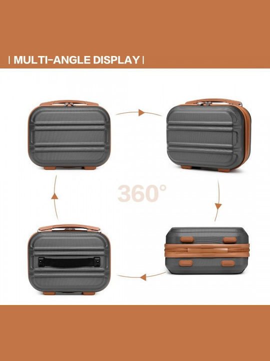 Miss Lulu Lightweight Hard Shell Abs Vanity Case Gray Brown 24.5 Cm 30.5 Cm 15 Cm