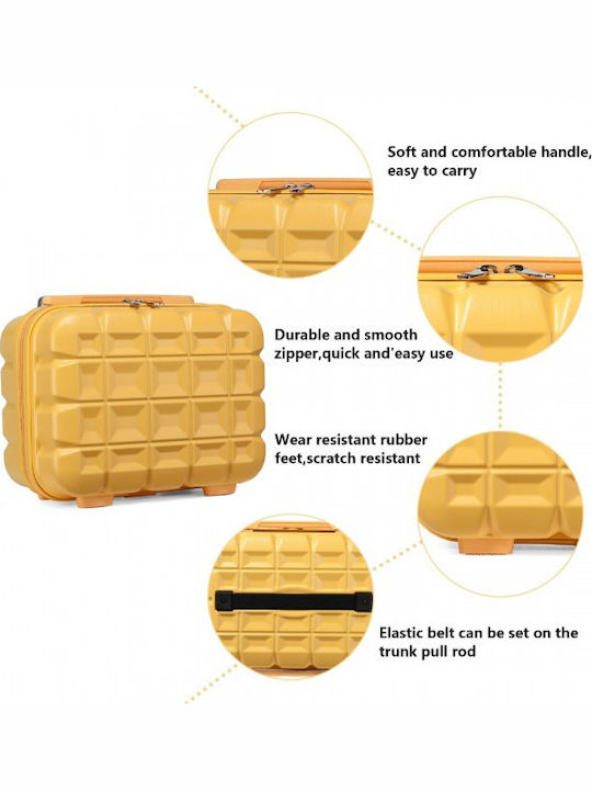 Miss Lulu Lightweight Hard Shell Abs Vanity Case Yellow 24.5 Cm 30.5 Cm 15 Cm