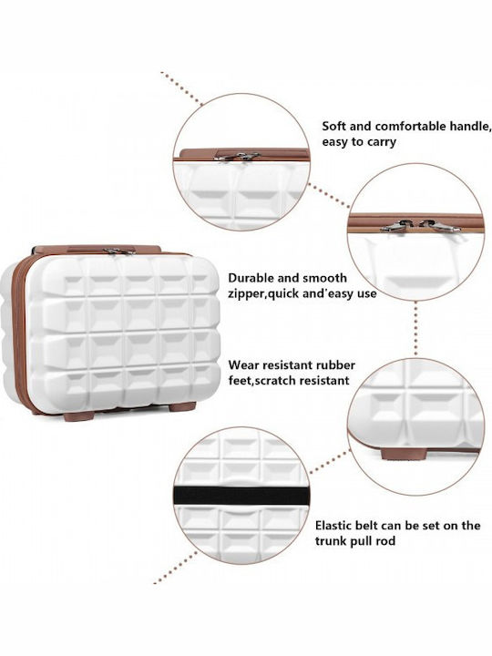 Miss Lulu Lightweight Hard Shell Abs Vanity Case White 24.5 Cm 30.5 Cm 15 Cm