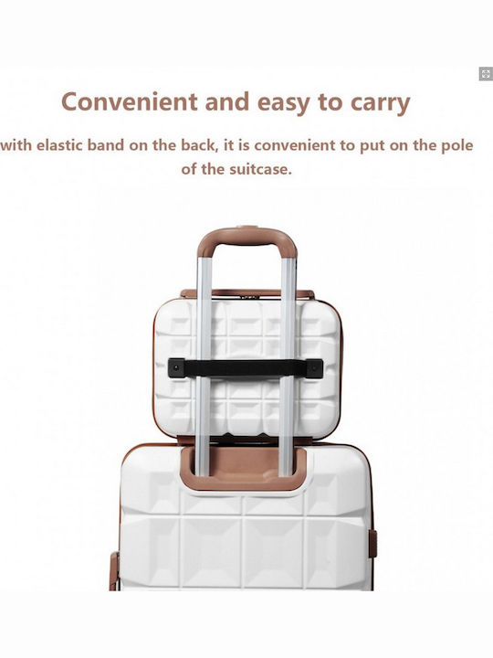 Miss Lulu Lightweight Hard Shell Abs Vanity Case White 24.5 Cm 30.5 Cm 15 Cm