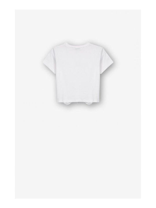 Tiffosi T-shirt Round Neck Short Sleeve Front Tie White
