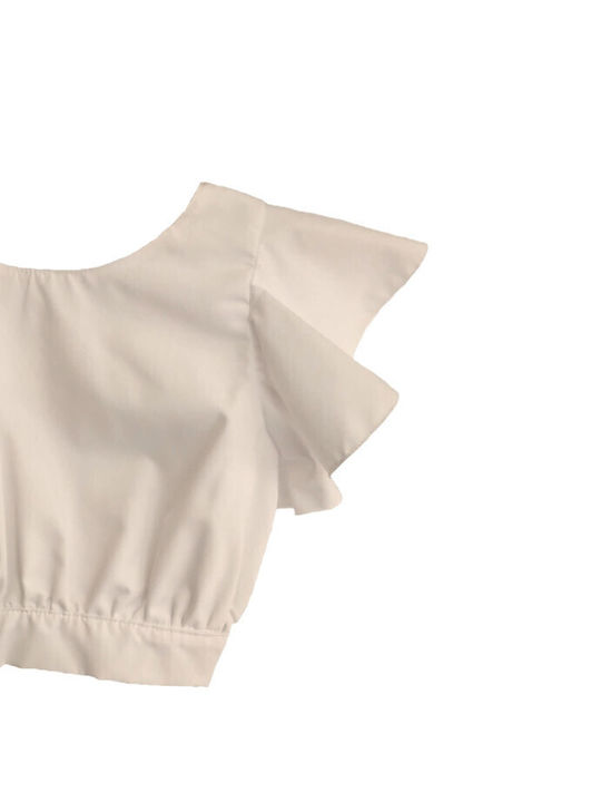 M&B Kid's Fashion Kinder-Crop-Top Kurzarm Weiß