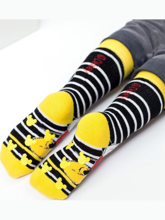 Șosete Pentru Copii Antiderapant Băiat Disney Happy Mickey Bumbac 3 Pachete Multicolor