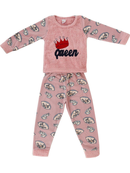 Queen Κοριτσίστικη Fleece Πυτζάμα Ροζ W23