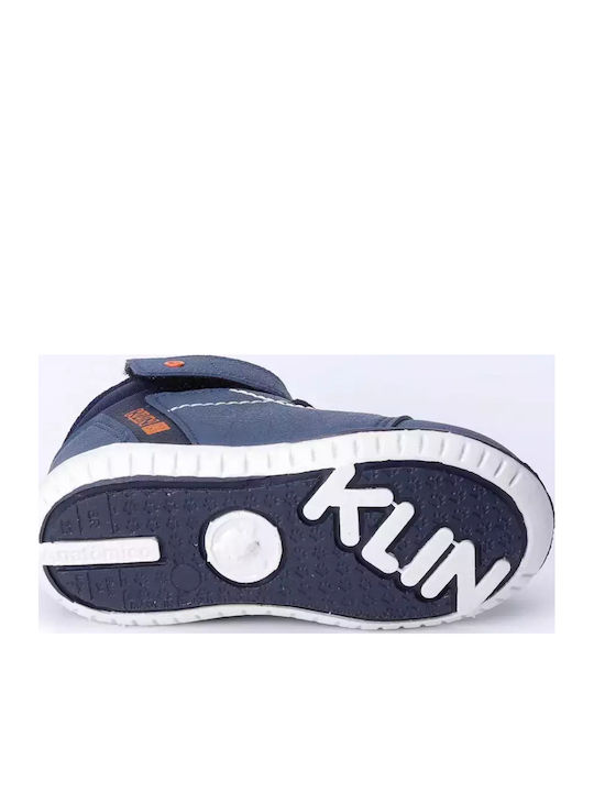 KLIN Leather Kids Boots with Velcro Blue