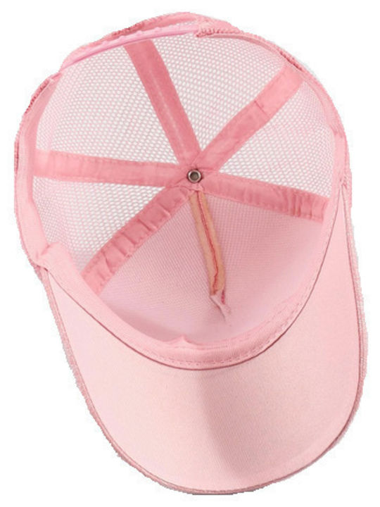 Cat Pink Jockey Hat with Black Striped Embroidered Cat Pearl 52cm for 6-12 Years Adjustable Size Tatu Moyo