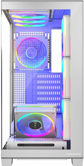 Modecom Volcano Stellar ARGB 8F Gaming Midi Tower Κουτί Υπολογιστή με Πλαϊνό Παράθυρο Λευκό