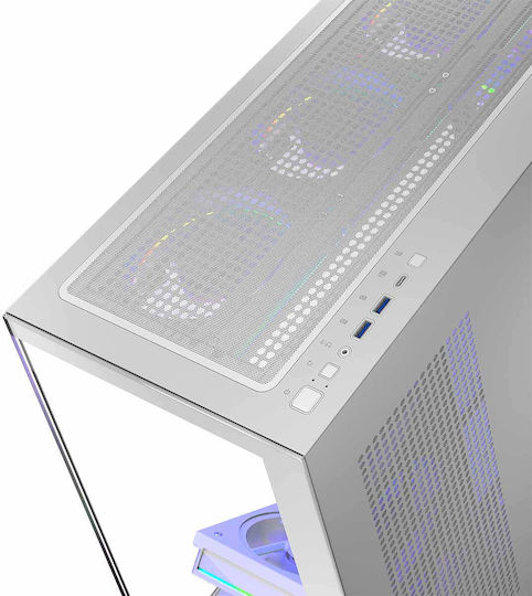 Modecom Volcano Stellar ARGB 8F Gaming Midi Tower Κουτί Υπολογιστή με Πλαϊνό Παράθυρο Λευκό