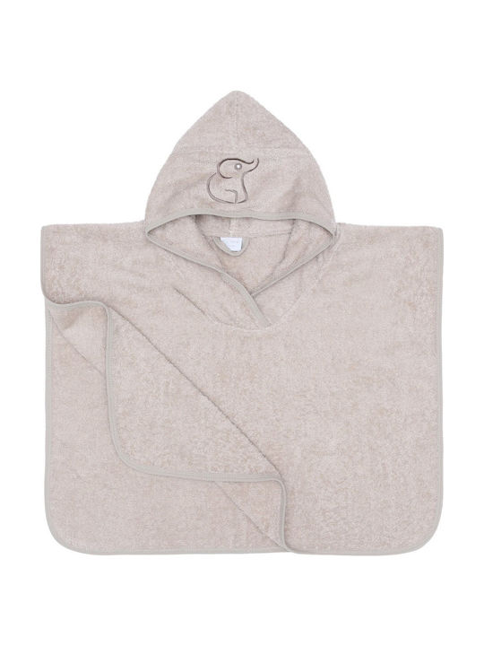 Kinder-Poncho mit Kapuze Beige
