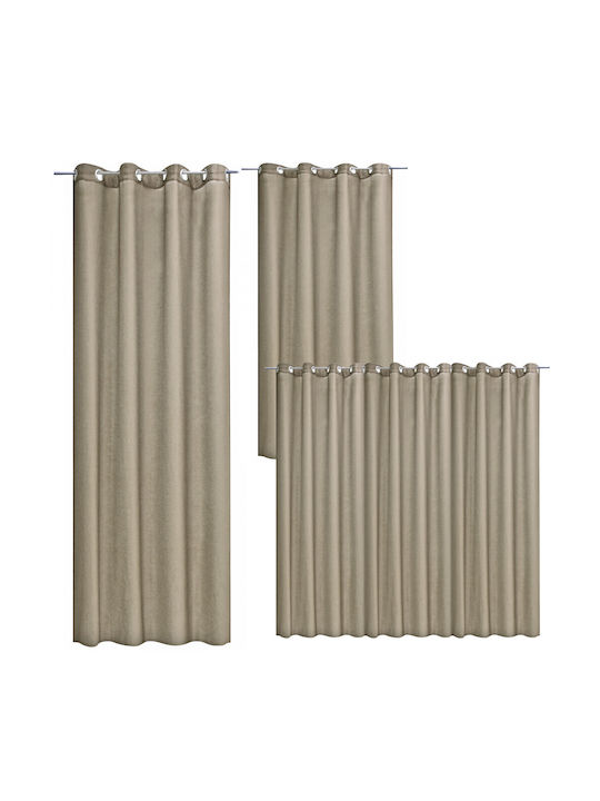 Jemidi24 Curtain Blackout with Grommet Brown 140x245cm