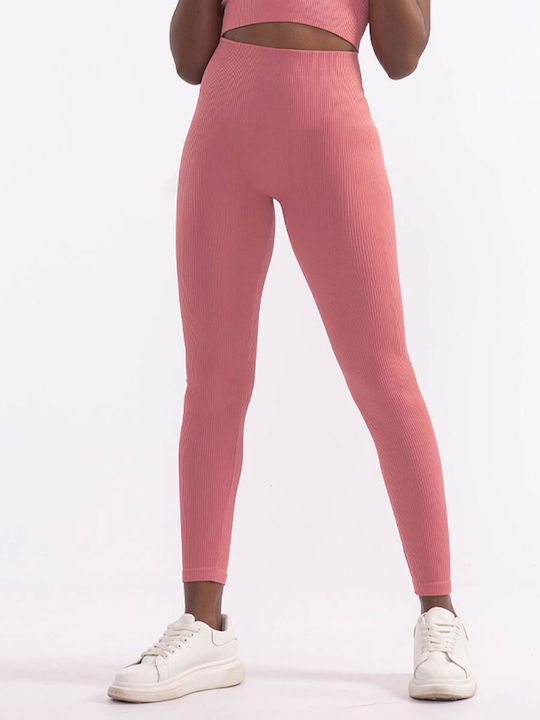 Women's Long Training Legging High Waisted & Push Up Pink