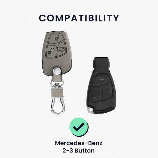 Car Key Case Mercedes Benz 2-3 Buttons Kwmobile Nubuck Leather Grey 54576.01