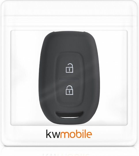 Husă Cheie Auto Dacia Renault 2 Butoane Keyless Go Kwmobile Silicon Negru Albastru 54813.02