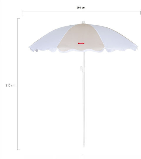 Flamingueo Umbrelă Pliabilă Plajă din Aluminiu cu Diametrul de 1.6m cu Protecție UV Bej