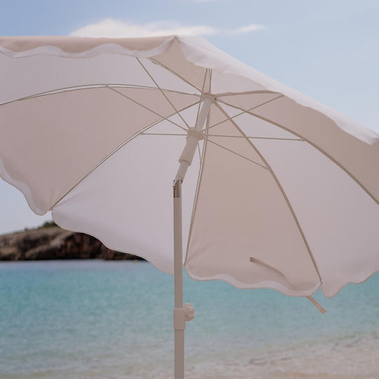Flamingueo Umbrelă Pliabilă Plajă din Aluminiu cu Diametrul de 1.6m cu Protecție UV Bej