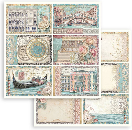 Scrapbooking-Zubehör Χαρτιά 10 Stück 20,3×20,3cm Stamperia Venice City Art