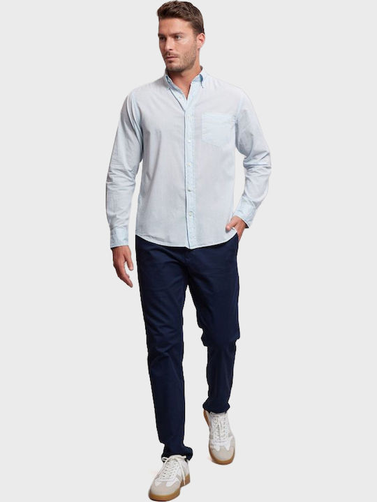 Long-sleeved Linen Shirt Light Blue