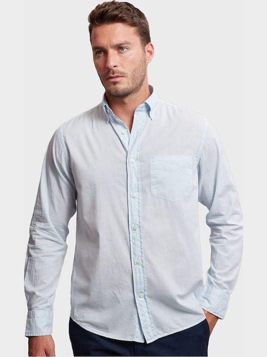 Long-sleeved Linen Shirt Light Blue