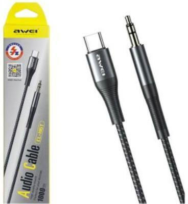 Awei CL-116T Плетен USB 2.0 Кабел USB-C Мъжки - 3,5 мм Черен 1m AW-CL-116T