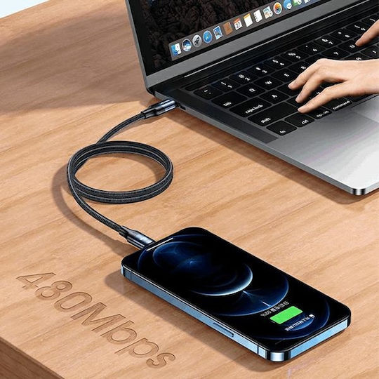 Usams US-SJ526 Braided USB 2.0 Cable USB-C male - USB-C 100W Black 3m (SJ526USB01)