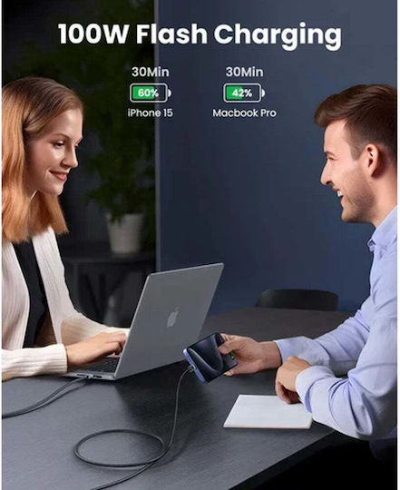 Ugreen USB 2.0 Cable USB-C Male - USB-C 100W PD Black 2m 45064