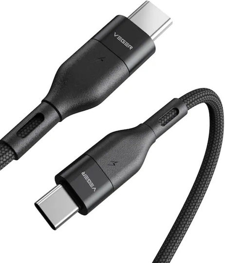 Veger CC01 Braided USB 2.0 Cable USB-C Male USB-C 60W PD Black 1.2m