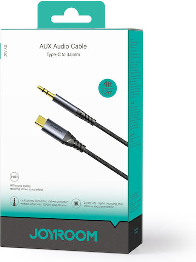 Joyroom Braided USB 2.0 Cable USB-C male - 3.5mm Μαύρο 1.2m SY-A07