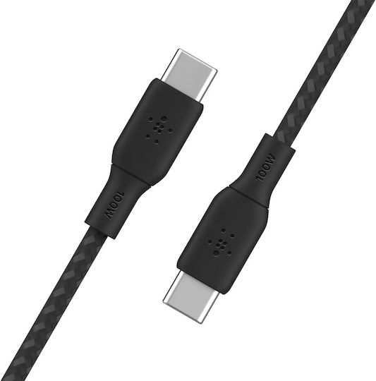 Belkin Braided USB 2.0 Cable USB-C Male - USB-C 100W PD Black 2m CAB014BT2MBK