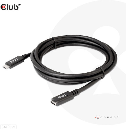 Club3D USB 3.1 Кабел USB-C мъжки - USB-C женски 60W PD Черен 2m CAC-1529