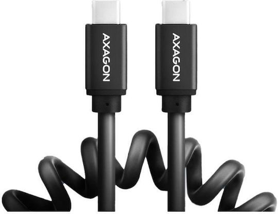 Axagon Spiral USB 2.0 Cable USB-C male - USB-C 60W PD Μαύρο 0.6m BUCM-CM10TB