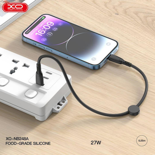 XO NB-Q248B USB 2.0 Cable USB-C male - USB-C 60W PD Λευκό 0.25m 16.005.0254
