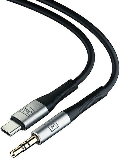 3MK Regular USB 2.0 Cablu USB-C bărbătesc - 3,5 mm male Negru 1m