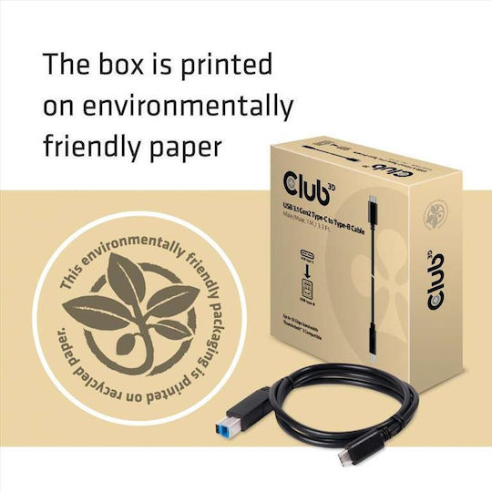 Club3D USB 3.1 Cable USB-C male - USB-B Μαύρο 1m CAC-1524