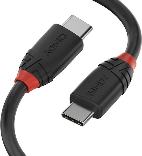 Lindy Black Line USB 3.2 Cable USB-C male - USB-C 60W PD Μαύρο 1.5m 36907