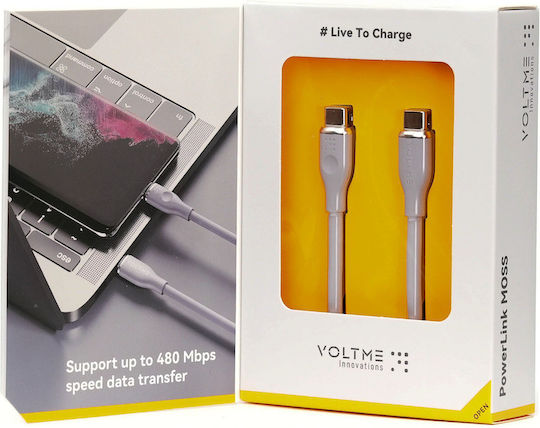 Voltme USB 2.0 Cable USB-C male - USB-C 60W PD Πράσινο 1m C2025