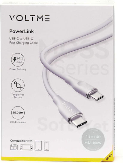 Voltme USB 2.0 Cable USB-C Male - USB-C 100W PD Green 1.8m