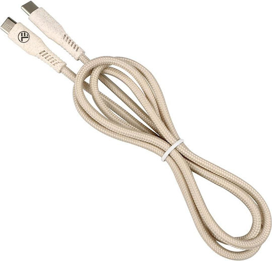 Tellur Green Type-c To Type-c Data Cable 3a Pd60w 1m Nylon Cream