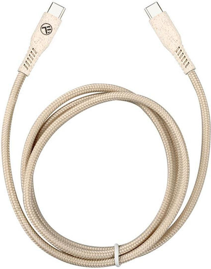 Tellur Green Type-c To Type-c Data Cable 3a Pd60w 1m Nylon Cream