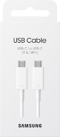 Samsung Редовна USB 2.0 Кабел USB-C мъжки - USB-C мъжки 100W Бял 1.8м (EP-DX510JWEGEU)