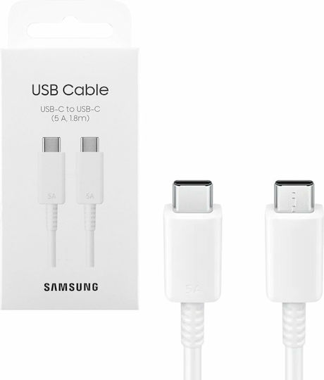 Samsung Редовна USB 2.0 Кабел USB-C мъжки - USB-C мъжки 100W Бял 1.8м (EP-DX510JWEGEU)