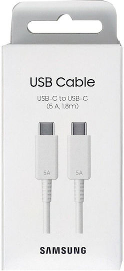 Samsung Редовна USB 2.0 Кабел USB-C мъжки - USB-C мъжки 100W Бял 1.8м (EP-DX510JWEGEU)