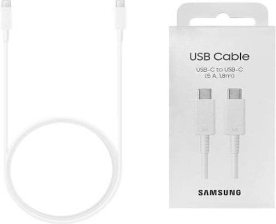 Samsung Редовна USB 2.0 Кабел USB-C мъжки - USB-C мъжки 100W Бял 1.8м (EP-DX510JWEGEU)
