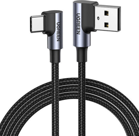 Ugreen US176 Angle (90°) / Braided USB 2.0 Cable USB-C Male - USB-A 18W Gray 1m 20856