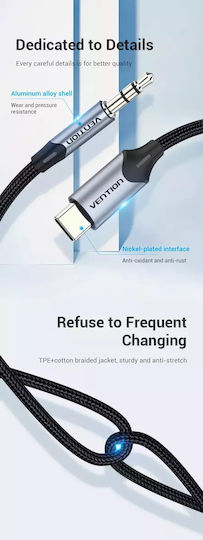 Vention Braided USB 2.0 Cable USB-C Male 3.5mm Gray 1m BGKHF